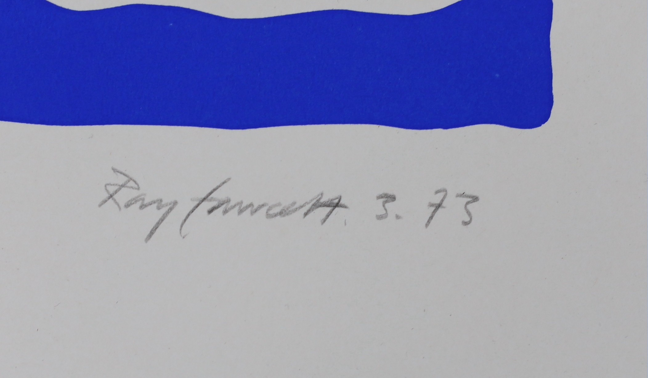 Raymond Fawcett (1934-1994), limited edition print, abstract blue, signed and dated 1973, 1/20, unframed